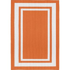Garland Rug Borderline 5 ft. x 7 ft. Indoor/Outdoor Area Rug Orange/White