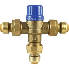Cash Acme 1/2 Inch HG110-D Thermostatic Mixing Valve with SharkBite Union Connections, Brass Plumbing Fitting, 24504
