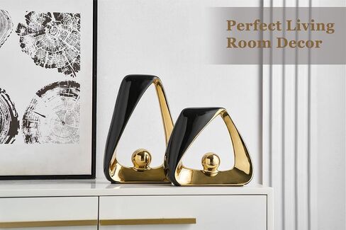 FJS ديكور المنزل الفن الحديث السيراميك تمثال ديكور غرفة المعيشة - 12 "ح × 6.9" ث مجردة النحت الجدول الزينة لغرفة النوم مكتب القهوة طاولة الطعام الرف الديكور in Saudi Arabia