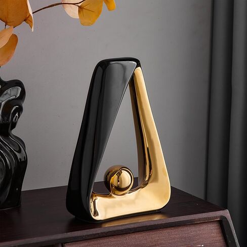 FJS ديكور المنزل الفن الحديث السيراميك تمثال ديكور غرفة المعيشة - 12 "ح × 6.9" ث مجردة النحت الجدول الزينة لغرفة النوم مكتب القهوة طاولة الطعام الرف الديكور in Saudi Arabia