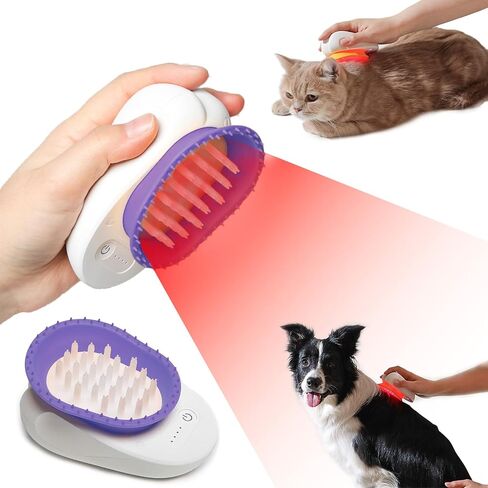 Feeding's LED Pet Brush | Dogs Cat Deshedding Brush Cat Massager for Indoor Cats Dog Brush Dog Arthritis Pain Relief Cat Brush in Saudi Arabia