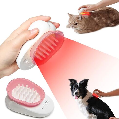 Feeding's LED Pet Brush | Dogs Cat Deshedding Brush Cat Massager for Indoor Cats Dog Brush Dog Arthritis Pain Relief Cat Brush in Saudi Arabia