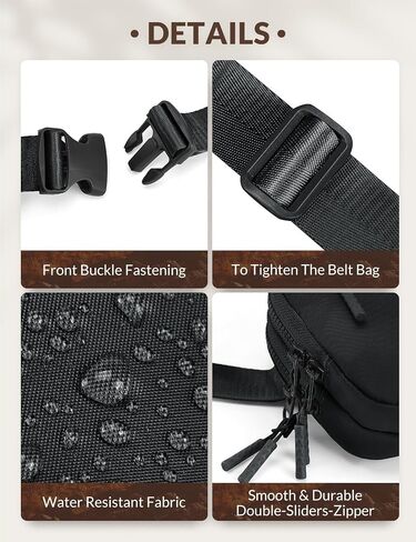 BALEAF Belt Bag Women Fanny Packs Crossbody Fashion Waist Pack Waterproof Adjustable Strap 2L Black in Saudi Arabia