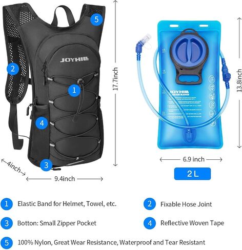 JOYHILL TPU Hydration Bladder,1.5L 2L 3L Water Bladder for Hiking Backpack BPA Free Leak Proof Hydration Pack in Saudi Arabia