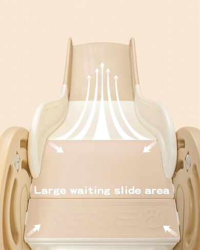 4 in 1 Toddler Slide,Baby Slide,Slide for Toddlers 1-3,Foldable Slide,Plastic Slide,Toddler Slides Indoor and Outdoor,Toddler Slide with Basketball Hoop and Ball,Toddler Playground Slide (Brown) in Saudi Arabia