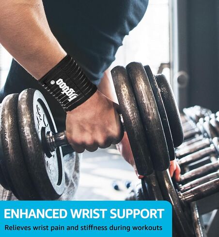 أربطة معصم مضغوطة (قطعتان)، أحزمة معصم عالية المرونة، دعامة معصم للرياضة، رفع الأثقال، التنس، كرة السلة، التهاب الأوتار، التهاب مفاصل النفق الرسغي - قماش مسامي (أسود) in Kuwait