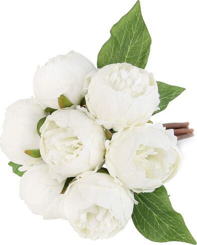 7 Heads Artificial Flowers Orange Peony Silk 3 Leaves Vintage Home Decoration Party Wedding Bouquet (Orange) in Saudi Arabia