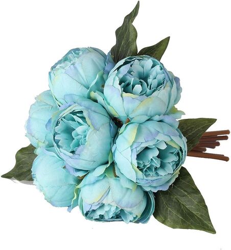 7 Heads Artificial Flowers Orange Peony Silk 3 Leaves Vintage Home Decoration Party Wedding Bouquet (Orange) in Saudi Arabia