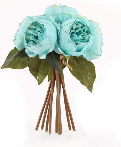 7 Heads Artificial Flowers Orange Peony Silk 3 Leaves Vintage Home Decoration Party Wedding Bouquet (Orange) in Saudi Arabia
