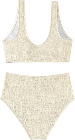 Milumia Women's 2 Piece High Waisted Bikini Sets Ring Linked V Neck Tummy Control Swimsuits in Saudi Arabia