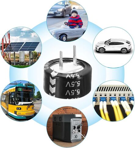 PATIKIL 2 Pcs 5.5V Super Capacitors, 0.47F C-Shaped Button Capacitor High Energy Low Resistance High Consistency for AC Motor Power Display Screen, Black in Saudi Arabia
