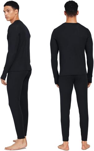 ملابس داخلية حرارية طويلة جونز للرجال مبطنة بالصوف، مجموعة بيجامة من الأعلى والأسفل للشتاء البارد in Kuwait
