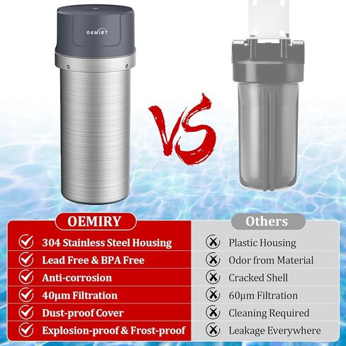 Stainless Steel Whole House Water Filter System, Fits Both 1"and 3/4" Inlet/Outlet – Reduce Sediment, Rust and Grit, Improve Tap Water Taste, Protect Appliances (1 Filter Included) in Saudi Arabia