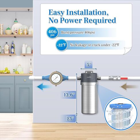 Stainless Steel Whole House Water Filter System, Fits Both 1"and 3/4" Inlet/Outlet – Reduce Sediment, Rust and Grit, Improve Tap Water Taste, Protect Appliances (1 Filter Included) in Saudi Arabia