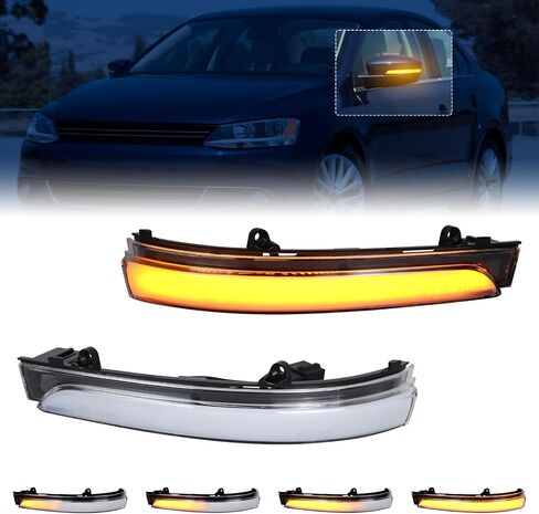 Smoked Lens Dynamic Sequential Led Side Mirror Turn Signal Lights Indicator for 2011-2018 Volkswagen Jetta MK6 SE, for 2012-2019 VW Beetle in Saudi Arabia