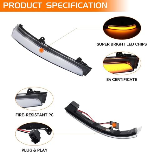 Smoked Lens Dynamic Sequential Led Side Mirror Turn Signal Lights Indicator for 2011-2018 Volkswagen Jetta MK6 SE, for 2012-2019 VW Beetle in Saudi Arabia