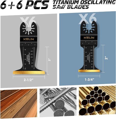 KELIN 3pcs Extra Wide Titanium Oscillating Tool Blades, 65mm Width Universal Multitool Blades for Metal Wood Cutting, Oscillating Saw Blade Fit Dewalt Bosch Milwaukee Ryobi in Saudi Arabia
