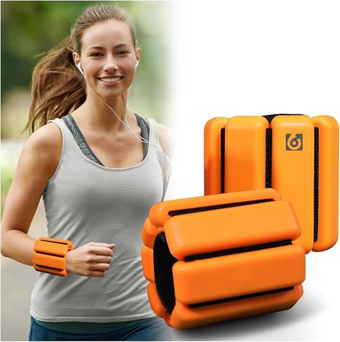 66FIT مجموعة أوزان الكاحل للمعصم مكونة من 2 (1 رطل لكل منهما) أوزان الكاحل قابلة للتعديل للنساء والرجال والأطفال تزيد من كثافة التدريب مجموعات أوزان المعصم للنساء تدريب القوة والجري واليوجا بيلاتيس (برتقالي) in Kuwait