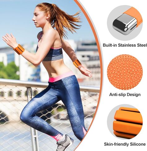 66FIT مجموعة أوزان الكاحل للمعصم مكونة من 2 (1 رطل لكل منهما) أوزان الكاحل قابلة للتعديل للنساء والرجال والأطفال تزيد من كثافة التدريب مجموعات أوزان المعصم للنساء تدريب القوة والجري واليوجا بيلاتيس (برتقالي) in Kuwait