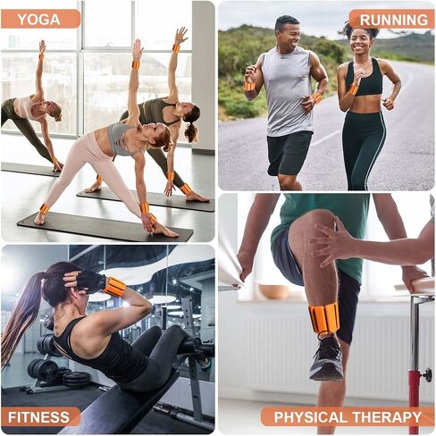 66FIT مجموعة أوزان الكاحل للمعصم مكونة من 2 (1 رطل لكل منهما) أوزان الكاحل قابلة للتعديل للنساء والرجال والأطفال تزيد من كثافة التدريب مجموعات أوزان المعصم للنساء تدريب القوة والجري واليوجا بيلاتيس (برتقالي) in Kuwait
