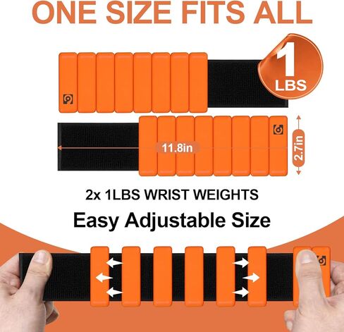 66FIT مجموعة أوزان الكاحل للمعصم مكونة من 2 (1 رطل لكل منهما) أوزان الكاحل قابلة للتعديل للنساء والرجال والأطفال تزيد من كثافة التدريب مجموعات أوزان المعصم للنساء تدريب القوة والجري واليوجا بيلاتيس (برتقالي) in Kuwait