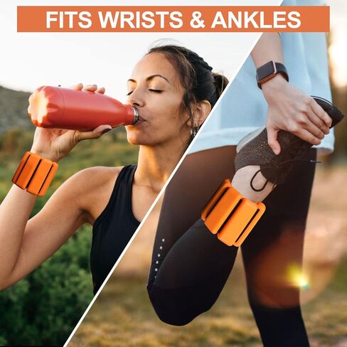 66FIT مجموعة أوزان الكاحل للمعصم مكونة من 2 (1 رطل لكل منهما) أوزان الكاحل قابلة للتعديل للنساء والرجال والأطفال تزيد من كثافة التدريب مجموعات أوزان المعصم للنساء تدريب القوة والجري واليوجا بيلاتيس (برتقالي) in Kuwait