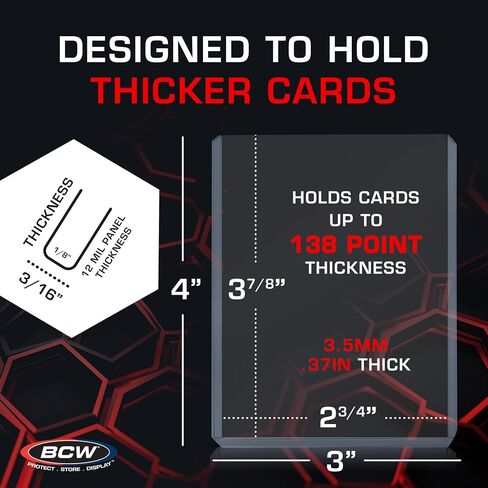 BCW 138 PT. Thick Card Topload Holder - Pack of 50 | Durable Rigid PVC Toploader | Toploaders for Memorabilia, Jersey, Patch, and Relic Cards | Ideal for Collectors and Hobbyists in Saudi Arabia