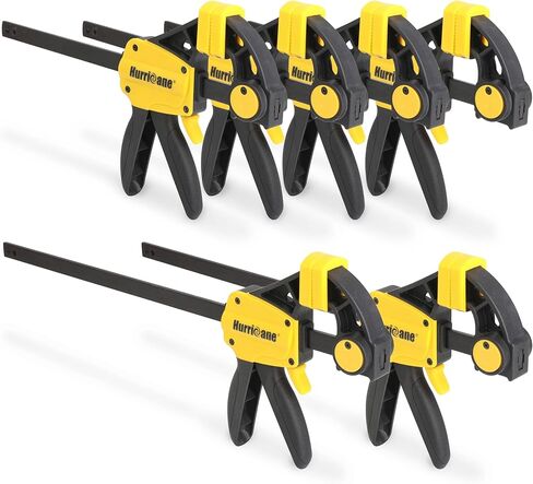 مشابك هوريكان للأعمال الخشبية، 6 مشابك شريطية بيد واحدة، مجموعة مشابك خشبية سريعة الإصدار، مشابك طاولة للأعمال الخشبية، مجموعة مشابك شريط السقاطة، 6 بوصات × 4 و12 بوصة × 2 مشابك زناد in Kuwait