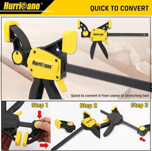 مشابك هوريكان للأعمال الخشبية، 6 مشابك شريطية بيد واحدة، مجموعة مشابك خشبية سريعة الإصدار، مشابك طاولة للأعمال الخشبية، مجموعة مشابك شريط السقاطة، 6 بوصات × 4 و12 بوصة × 2 مشابك زناد in Kuwait