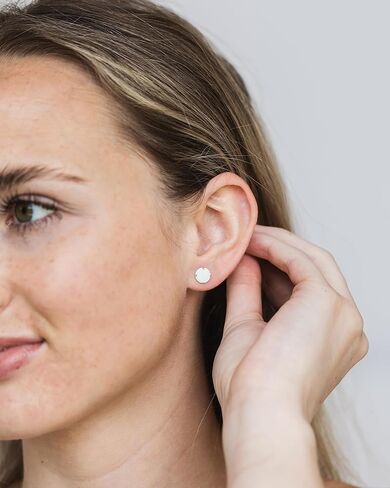 Recycled Antique Pink Depression Glass Sterling Silver Post Earrings in Saudi Arabia