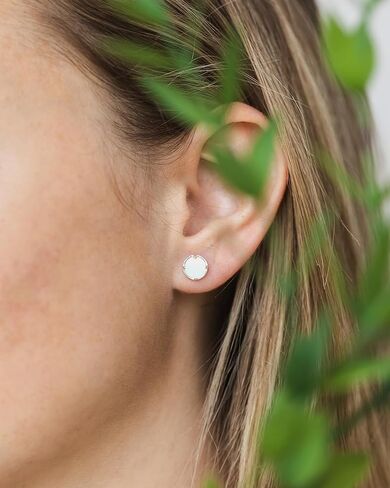 Recycled Antique Pink Depression Glass Sterling Silver Post Earrings in Saudi Arabia