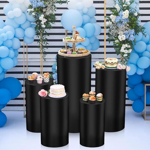 5 Pcs Party Cylinder Stand Covers Spandex Pedestal Cover Assorted Size Elastic Cylinder Covers for Metal Cylinder Pedestal Stands Wedding, Pedestal Stand Not Included (Pink) in Saudi Arabia
