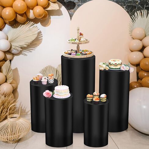 5 Pcs Party Cylinder Stand Covers Spandex Pedestal Cover Assorted Size Elastic Cylinder Covers for Metal Cylinder Pedestal Stands Wedding, Pedestal Stand Not Included (Pink) in Saudi Arabia