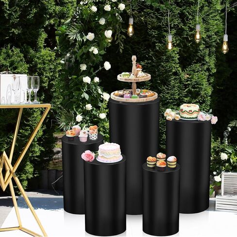 5 Pcs Party Cylinder Stand Covers Spandex Pedestal Cover Assorted Size Elastic Cylinder Covers for Metal Cylinder Pedestal Stands Wedding, Pedestal Stand Not Included (Pink) in Saudi Arabia