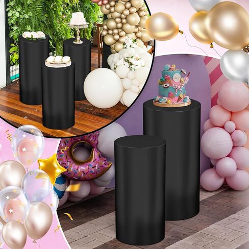 5 Pcs Party Cylinder Stand Covers Spandex Pedestal Cover Assorted Size Elastic Cylinder Covers for Metal Cylinder Pedestal Stands Wedding, Pedestal Stand Not Included (Pink) in Saudi Arabia