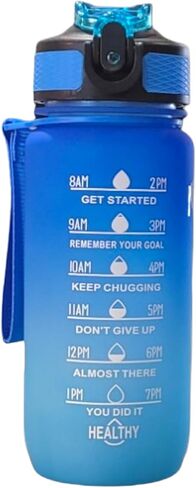 Half Gallon Water Bottle with Time Marker - 64 oz Water Bottle with Straw - Big Water Bottle - Large Water Bottle (Orange Blue Gradient) in Saudi Arabia
