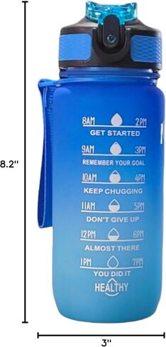 Half Gallon Water Bottle with Time Marker - 64 oz Water Bottle with Straw - Big Water Bottle - Large Water Bottle (Orange Blue Gradient) in Saudi Arabia