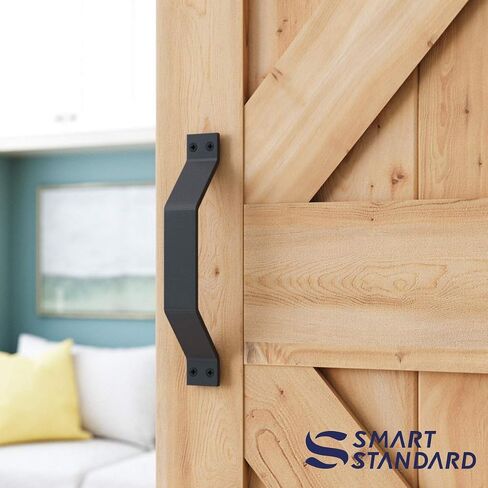 SMARTSTANDARD 10 FT Heavy Duty Double Gate Sliding Barn Door Hardware Kit, 10ft Double Rail, Black, (Whole Set includes 2X Pull Handle Set & 2X Floor Guide) Fit 30" Wide Door Panel (I Shape Hangers) in Saudi Arabia