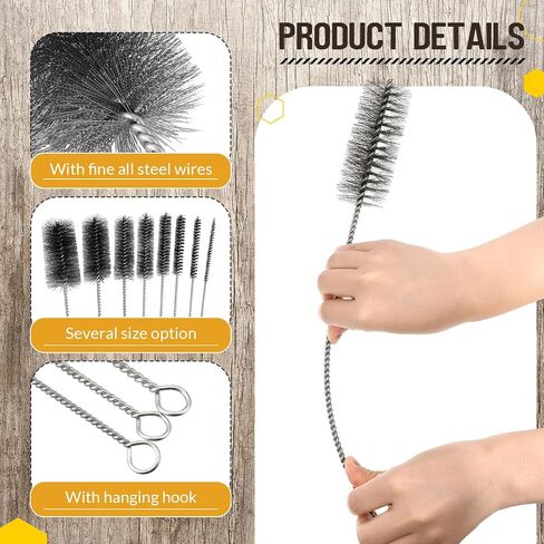 Baderke 16 Inch Long Pipe Cleaning Brush Stainless Steel Bristles Pipe Cleaning Brush Bore Brush Bristles Wire Brush (8 Pcs) in Saudi Arabia