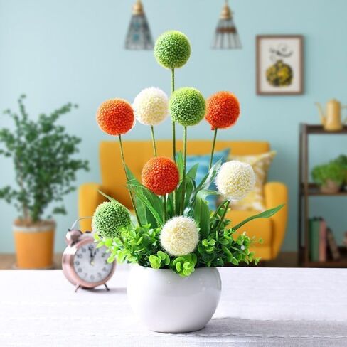 Artificial Flowers with Vases, Unique and Realistic Three Color Fake Floral Bouquet Paired with Ceramic Flower Pots, Floral Centerpieces for Tables Plants for Bedroom Decor ﻿ in Saudi Arabia