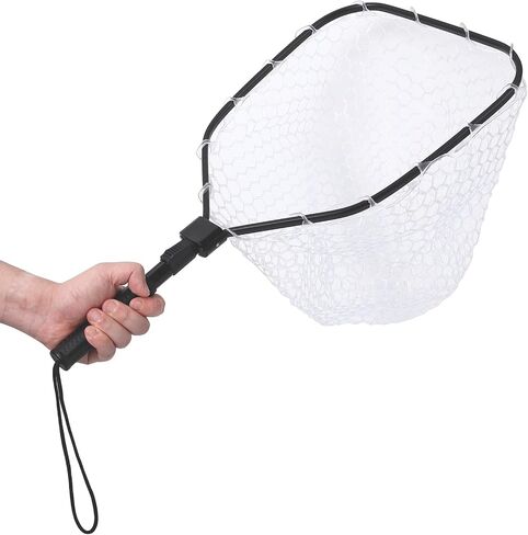 Trout Fishing Net Fly Fishing Landing Net, Soft Rubber Catch and Release Fish Net with Wooden Handle Frame, Lightweight Trout Net for Men Women in Saudi Arabia
