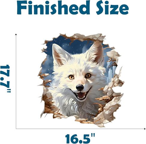 Smiling White Fox Broken Wall Wall Decal Nursery Animal 3D Wall Sticker Removable Peel and Stick Wall Art Decor for Kid Baby Classroom Preschool Living Room Playroom Bedroom School in Saudi Arabia