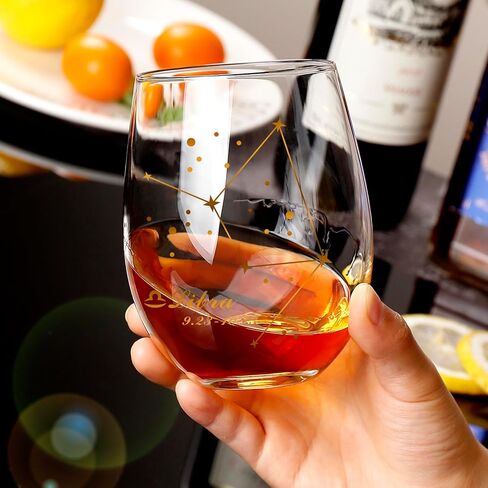HOHY الميزان النبيذ الزجاج الميزان هدية 20oz، الميزان Stemless النبيذ الزجاج، كوكبة نظارات زودياك تسجيل تحديد التصميم، هدية ابراج، هدايا علم التنجيم للنساء الرجال in Kuwait