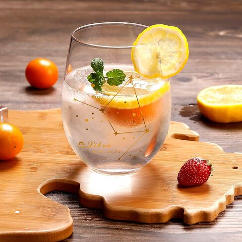 HOHY الميزان النبيذ الزجاج الميزان هدية 20oz، الميزان Stemless النبيذ الزجاج، كوكبة نظارات زودياك تسجيل تحديد التصميم، هدية ابراج، هدايا علم التنجيم للنساء الرجال in Kuwait