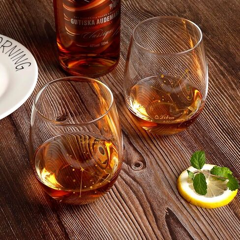 HOHY الميزان النبيذ الزجاج الميزان هدية 20oz، الميزان Stemless النبيذ الزجاج، كوكبة نظارات زودياك تسجيل تحديد التصميم، هدية ابراج، هدايا علم التنجيم للنساء الرجال in Kuwait