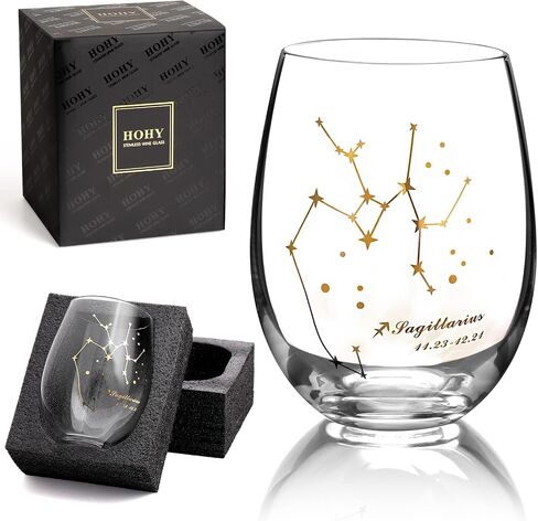 HOHY الميزان النبيذ الزجاج الميزان هدية 20oz، الميزان Stemless النبيذ الزجاج، كوكبة نظارات زودياك تسجيل تحديد التصميم، هدية ابراج، هدايا علم التنجيم للنساء الرجال in Kuwait