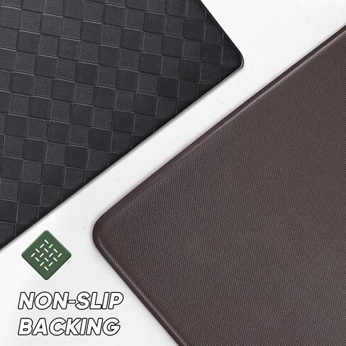 Schliersee Black Kitchen Mats Set of 2, Cushioned Anti Fatigue Kitchen Mat, Non Slip Washable Kitchen Floor Rug, Ergonomic Standing Comfort Foam Rugs for Bathroom, Office, Bedroom (47x17, 29x17 inch) in Saudi Arabia