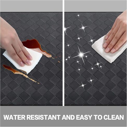 مجموعة سجادات مطبخ سوداء من شليرسي مكونة من 2، سجادة مطبخ مبطنة مضادة للتعب، سجادة أرضية مطبخ غير قابلة للانزلاق وقابلة للغسل، سجاد إسفنجي مريح ومريح للحمام والمكتب وغرفة النوم (47 × 17، 29 × 17 بوصة) in Kuwait