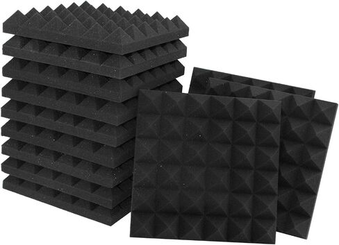 24 Pack Sound Proof Foam Panels for Wall,Self Adhesive Acoustic Panels,12" X 12" X 1.2" Egg Crate Soundproof Wall Panels for Studio,Room Acoustic Treatment Foam,Sound Absorbing Foam Black in Saudi Arabia