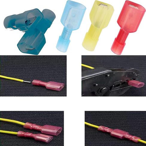 Blue FemaleSpade Wire Connectors 16-14, Nylon Fully Insulated Female Wire Quick Spade Disconnect Wire Crimp Terminal Connectors 60Pcs in Kuwait